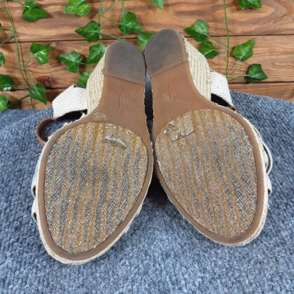 Lucky Brand Kalessie Women Espadrille Wedge Sandals Size 9 Summer‎ Beige Linen